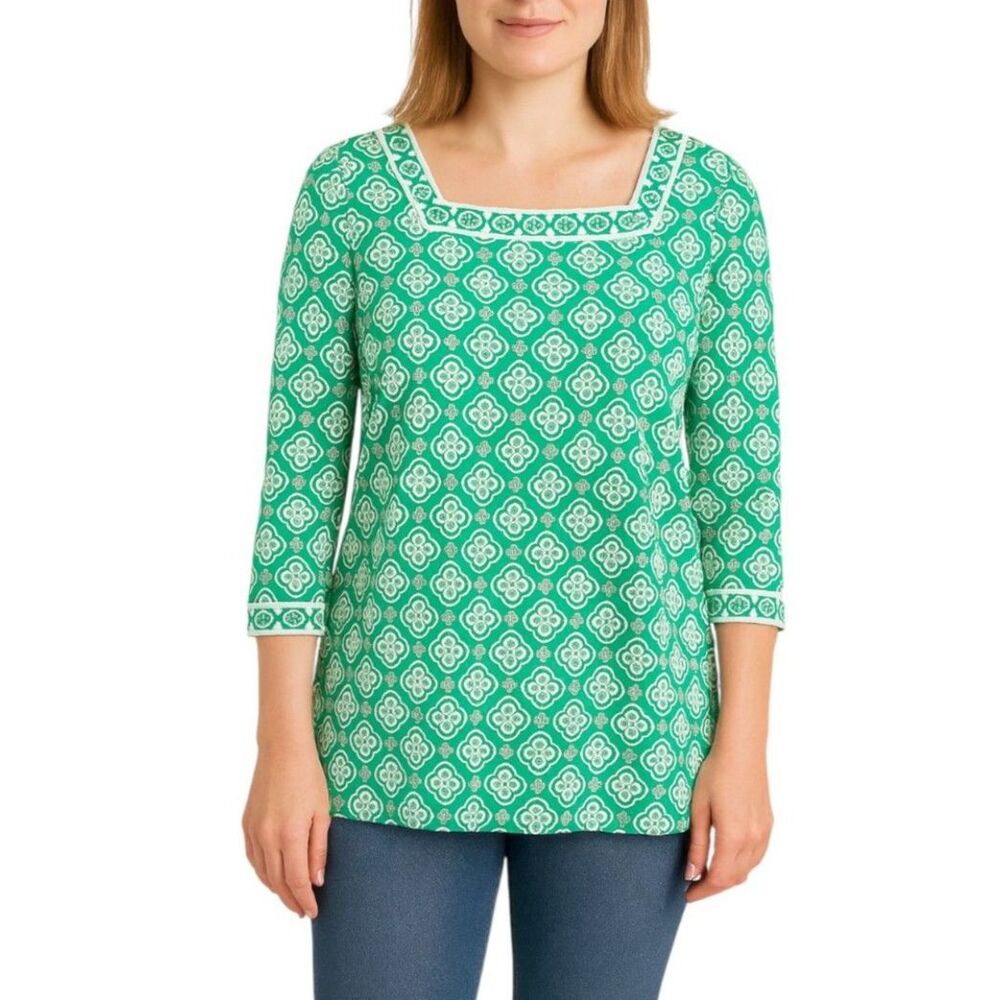 Magnolia Grace Women’s Geometric Print 3/4 Sleeve Top | Size Medium